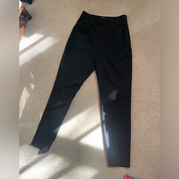 Lulus Polyester Pleated Trousers - Business Professional Pockets Side Zipper - Picture 2 of 11